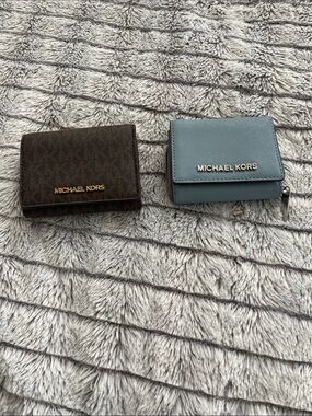 Michael Kors TWO Compact Wallets Brown and Blue